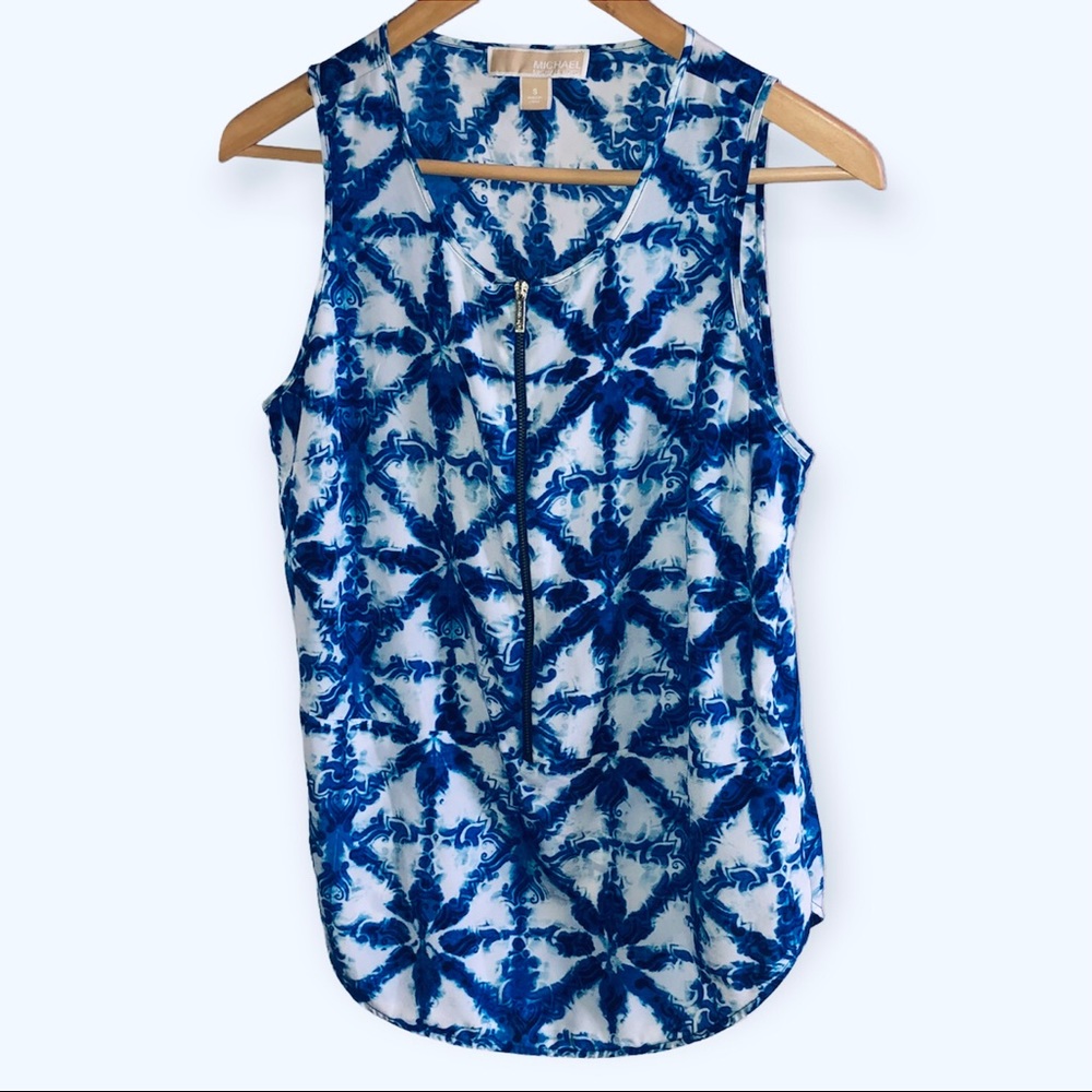 Michael Kors Blue Pattern Sleeveless Top